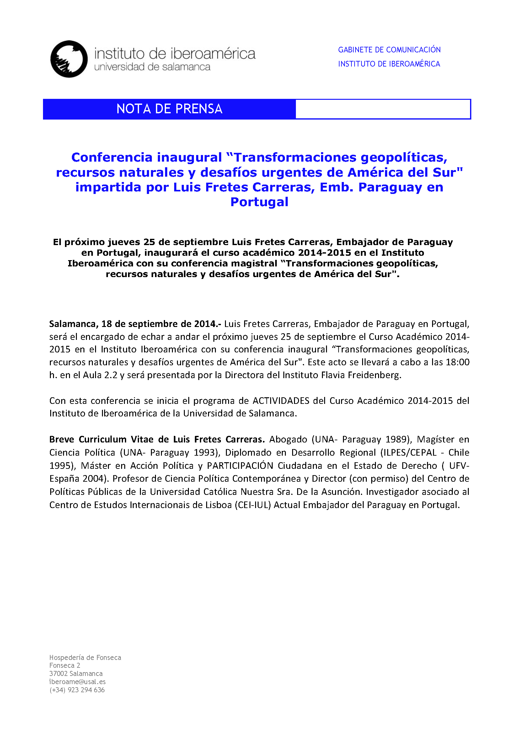 Nota de Prensa. Luis Fretes Carreras, Conferencia Inaugural_Page_1