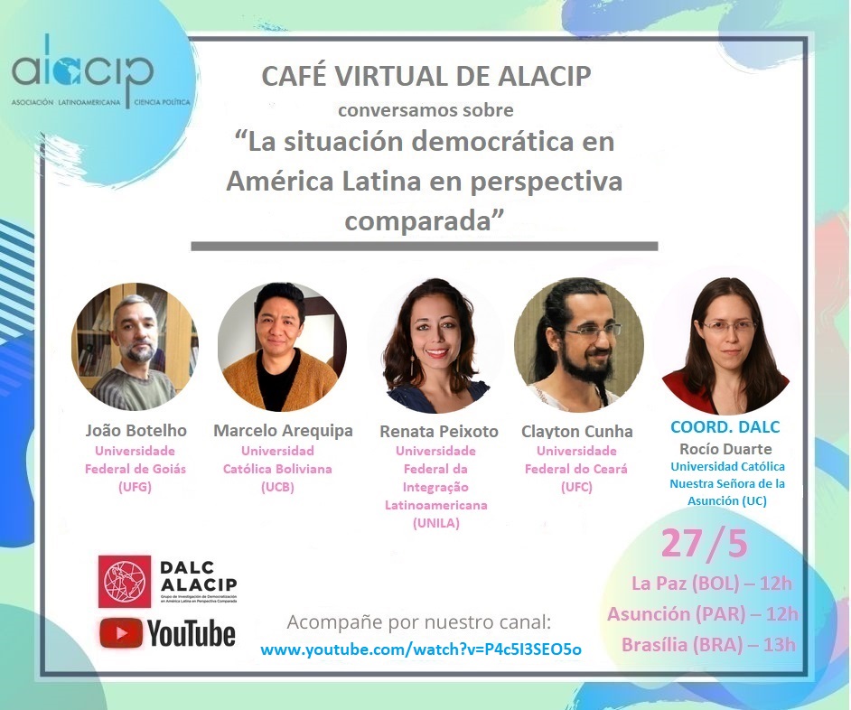 Café Virtual ALACIP organizado por el DALC “La situación democrática en América Latina en perspectiva comparada” 27 de mayo