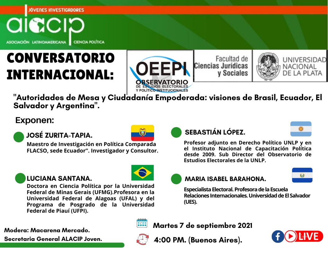Conversatorio Internacional “Autoridades de Mesa y Ciudadanía Empoderada: visiones de Brasil, Ecuador, El Salvador y Argentina” – ALACIP Joven / OEEPI