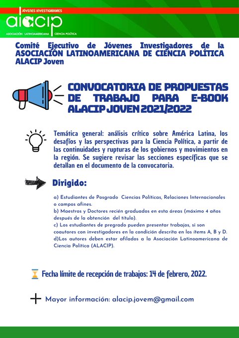 Convocatoria de Trabajos y Artículos – E-Book Alacip Joven 2021/2022