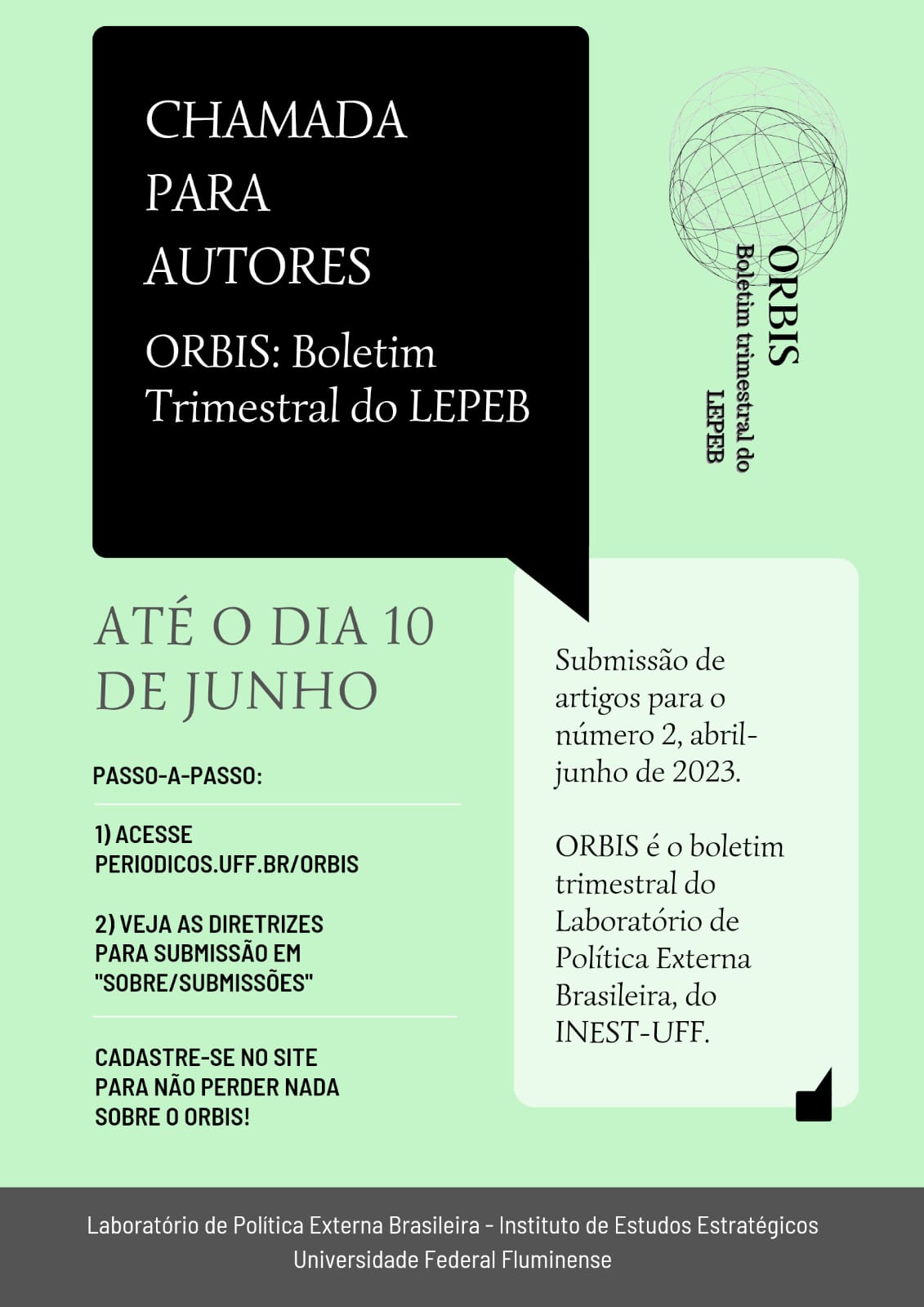 Chamada para submissão de artigos – Boletim ORBIS – N. 2 (2023)