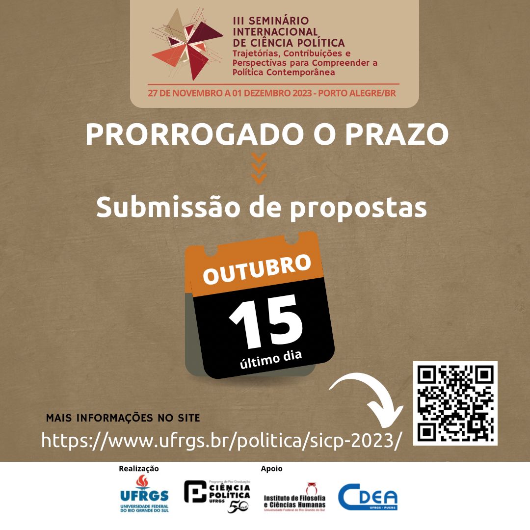 Convocatória de propostas de trabalho para o III Seminário Internacional de Ciência Política – Universidade Federal do Rio Grande do Sul (UFRGS; Brasil)